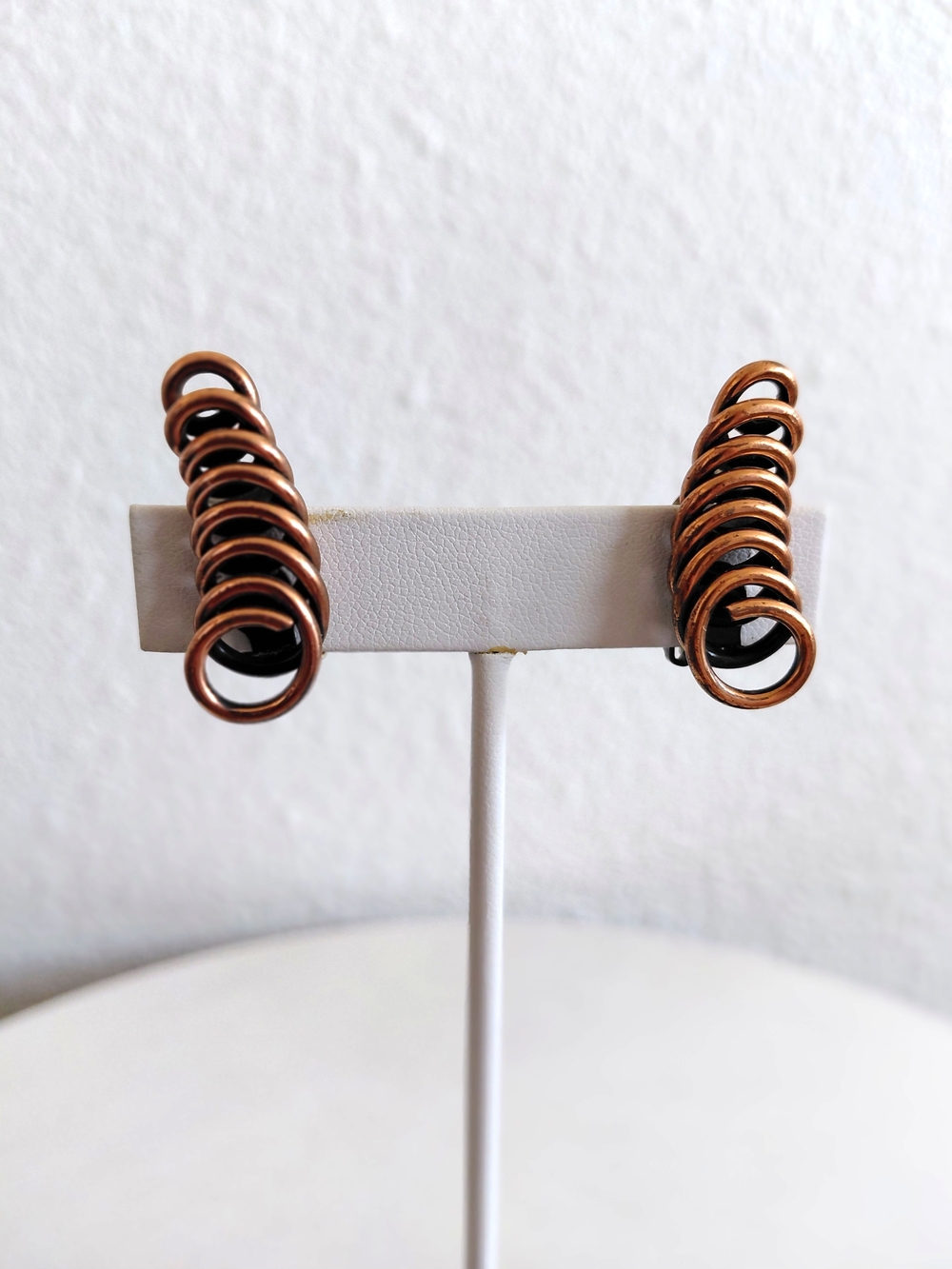 MC 1940s Renoir Women’s Clip On Earrings Copper Modernist Spiral